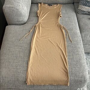 Elegant Tan Sleeveless Dress